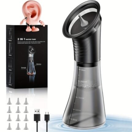 Electric Ear Wax Removal System Pro - 3-Speed Hydraulic Ear Cleaner Kit with Water Temp Sensor & Visual Waste Tank | Rechargeable USB, Dry/ Dirty Storage, Nozzle Belt, Medical-Grade Home Care