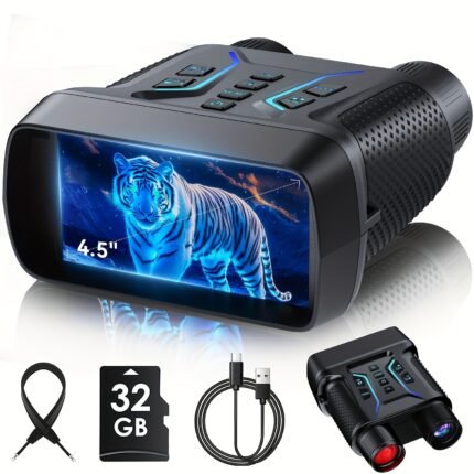 Night Vision Goggles - 4K Night Vision Binoculars for Adults, 4500mAh Infrared Binoculars with 4.5'' Large Screen, 8X Digital Zoom, 32GB TF Card to Save Photos And Videos for Camping, Perfect for Thanksgiving