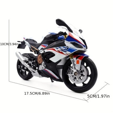 RMZCITY 1/12 BMW S1000Rr Die Cast Motorcycle Model, Kids Moto Toy Or Collection, Boyfriend, Young Peoples Gift White