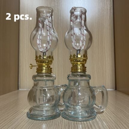 2pcs Set: Vintage Kerosene Lamp, Outdoor Camping Lantern for Patio & Table Decor with Candle Holder and Shade