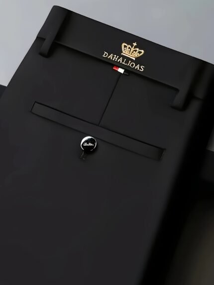 Men'S Stretch Solid Color Dress Pants - Mid-Rise Business Casual Trousers with Button Detail, All-Season Comfort for Office, Travel & Formal Wear, Professional Attire, Durable Fabric