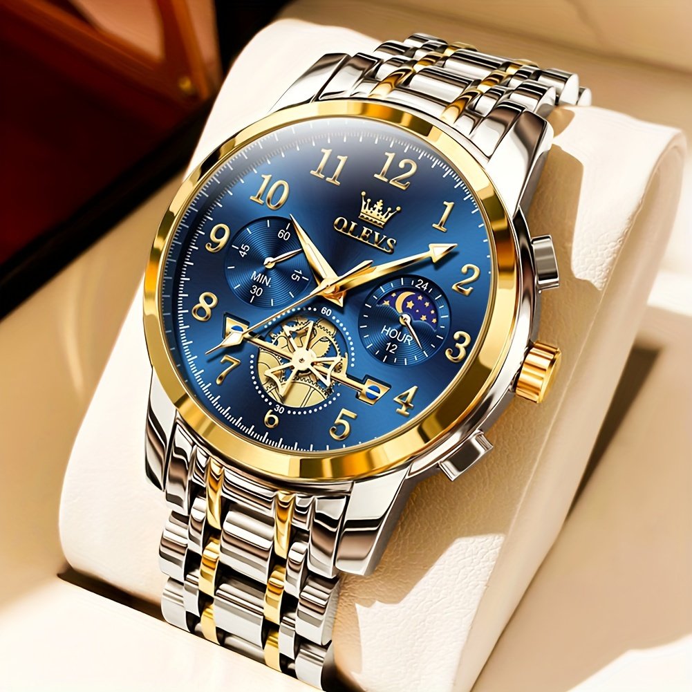 0347f691-fbb2-4938-9234-e876bed415b7.jpg OLEVS Watches for Men Easy to Read Dress Classic with Calendar Business Dress Luxury Big Face Men Black Watch Luminous Mens Wrist Watch Stainless Steel Watch - Image 1