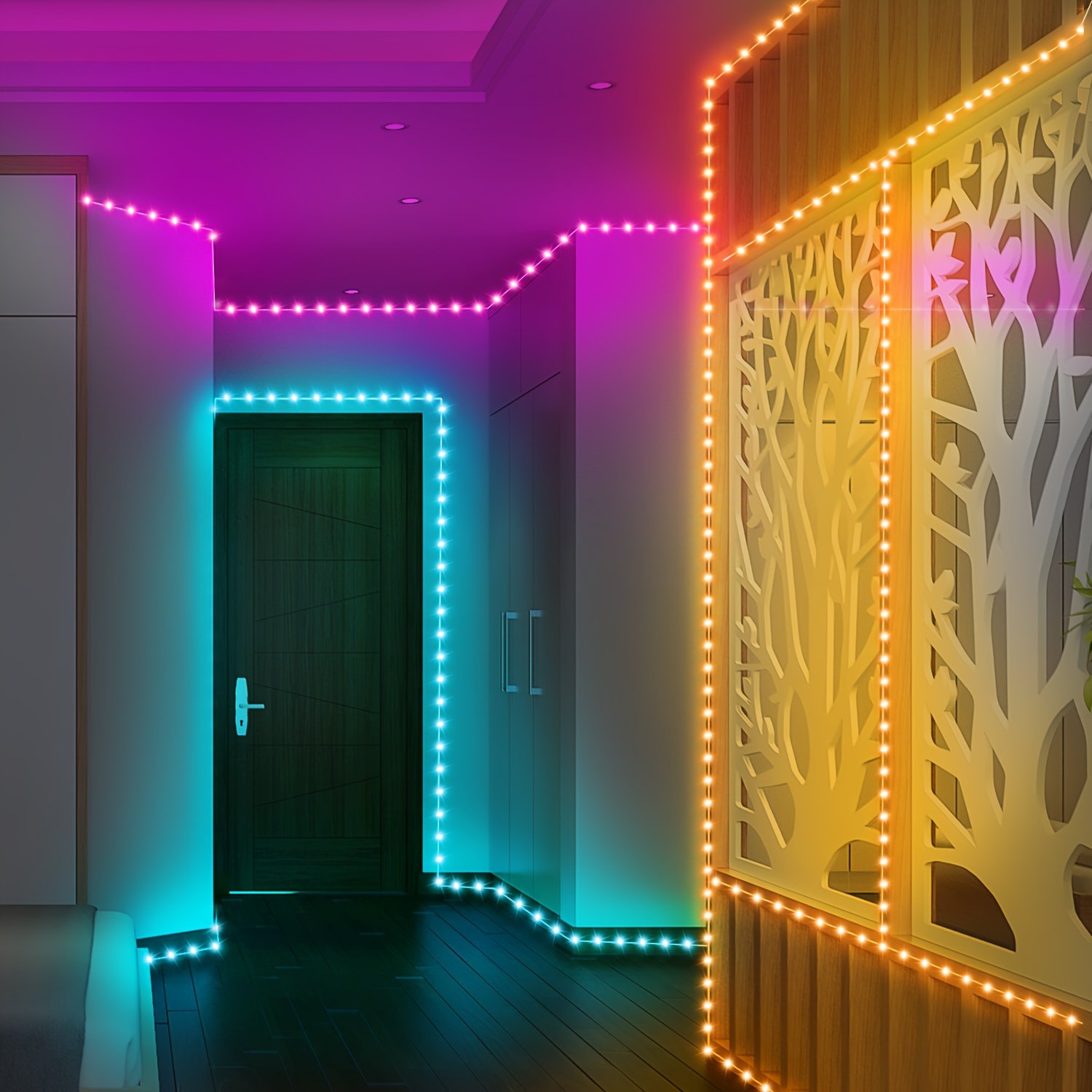 036ce185-ce74-41ff-b605-6428634677f1.jpg Smart RGB Strip Light, Bedroom Lighting LED Light, Remote Control, Stepless Dimming, Flashing, Jumping And DLY, for Indoor TV Backlight, Living Room, Stairs, Halloween, Christmas Party And Wedding Decor - Image 1