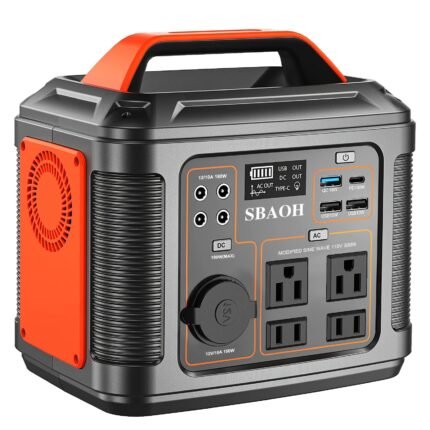 SBAOH 300W Portable Power Station, 296 Wh/ 80000mAh Solar Generator with LED Lights. Portable Generator for Outdoor Camping, Traveling, Hunting And Power Outages