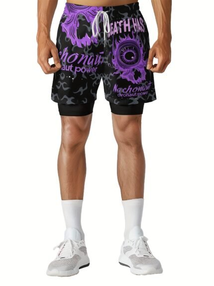 2024 Men's 2-in-1 Shorts and Swimming Pants New Original Simple Advanced Outdoor Sports Double Layer Fabric Digital Fashion Street Clothing Inner Lining Quick Drying Summer Training Pants