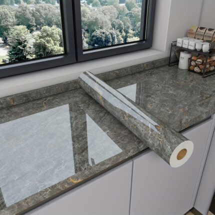 Peel & Stick Marble Wallpaper Wall Stickers- Heat/Oil Resistant Vinyl Contact Paper, Self-Adhesive Backsplash Film for Kitchen Countertops & Bathroom Walls, Waterproof Removable DIY Upgrade (31.5x197in, Luxury Faux Stone)