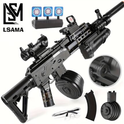 AKM Automatic Gel Balls Blaster [7.4v High Speed Upgrade] Orbeez Gun with Bullet Clip, Drum, Infrared Flashlight, Holographic Scope - Gel Beads Not Included. Ideal Christmas & Thanksgiving Gifts!, Perfect for Winter, New Year