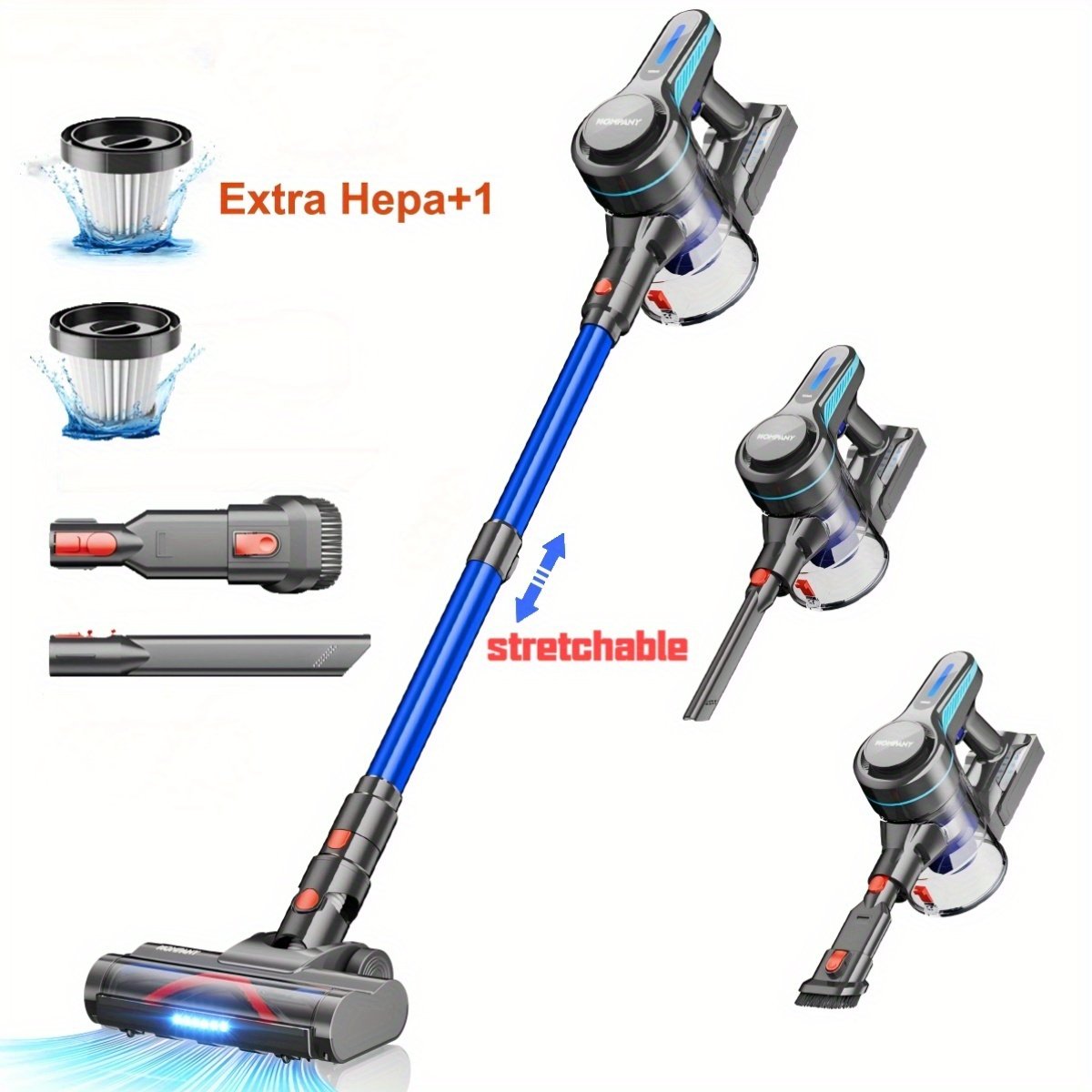 06879cebb1274a33e1c204f73e2030b5_1744104121042.jpg Cordless Vacuum Cleaner, 30Kpa Powerful Stick Vacuum With 45min Runtime, Anti-Tangle Vacuum Cleaners For Home, 50.72oz Dust Cup, Rechargeable Wireless Vacuum For Hardwood Floor Carpet Pet Hair - Image 1