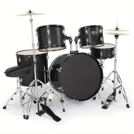 5pcs Adult Drum Set, 22 Inch Full-Size Drums Kit with Cymbal Stands, Hi-hat Stand, Sticks, Drum Pedal, Stool & Floor Tom for Beginner Teens Student