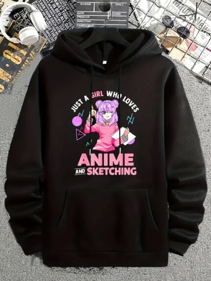 Stylish Anime Print Plus Size Hoodie Pullover Long Sleeve Sweatshirts - 550g - For Anime Fans & Casual Wearers - Comfortable & Cozy - Perfect Gift for Birthday & Holidays