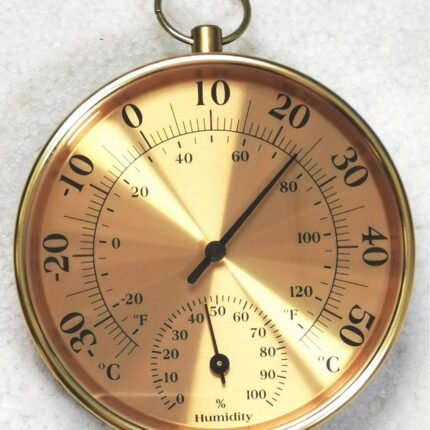 1pc Elegant Golden-Framed Hygrometer Thermometer- Accurate Temperature& Humidity Gauge, European Design, Durable Acrylic Material, Home, Office, and Luxury Decor