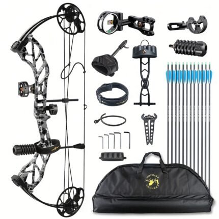 GRwolf Compound Bow Package for Adults And Teens, Hunting Bow Archery Set with Accessory, 19-31" Draw Length, 19-70 Lbs Draw Weight, Up to IBO 320 Fps, No Bow Press Needed