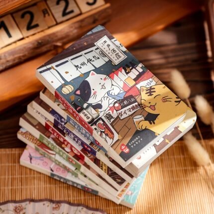 Cute Cat Diary Hand-Drawn Illustrations Pocket Notebook for Students' Planners And Sketchbooks.