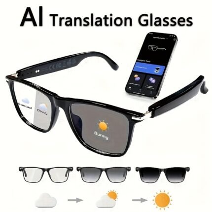 AI Smart Glasses, Support 160 Languages Real-time Translation, Equipped with GPT Chat System, Unisex Multifunctional Audio Glasses, Built-in Microphone And Speaker, Play Music And Hands-free Calls During Calls, Physical Color-changing Lenses, Multifunctional Glasses, Language Translator, Modern Wearable Device, Sleek Smart Glasses, Lightweight Frame, Premium Materials, Translation Eyewear, Voice Control Glasses, Remote Workers, Tech Enthusiasts