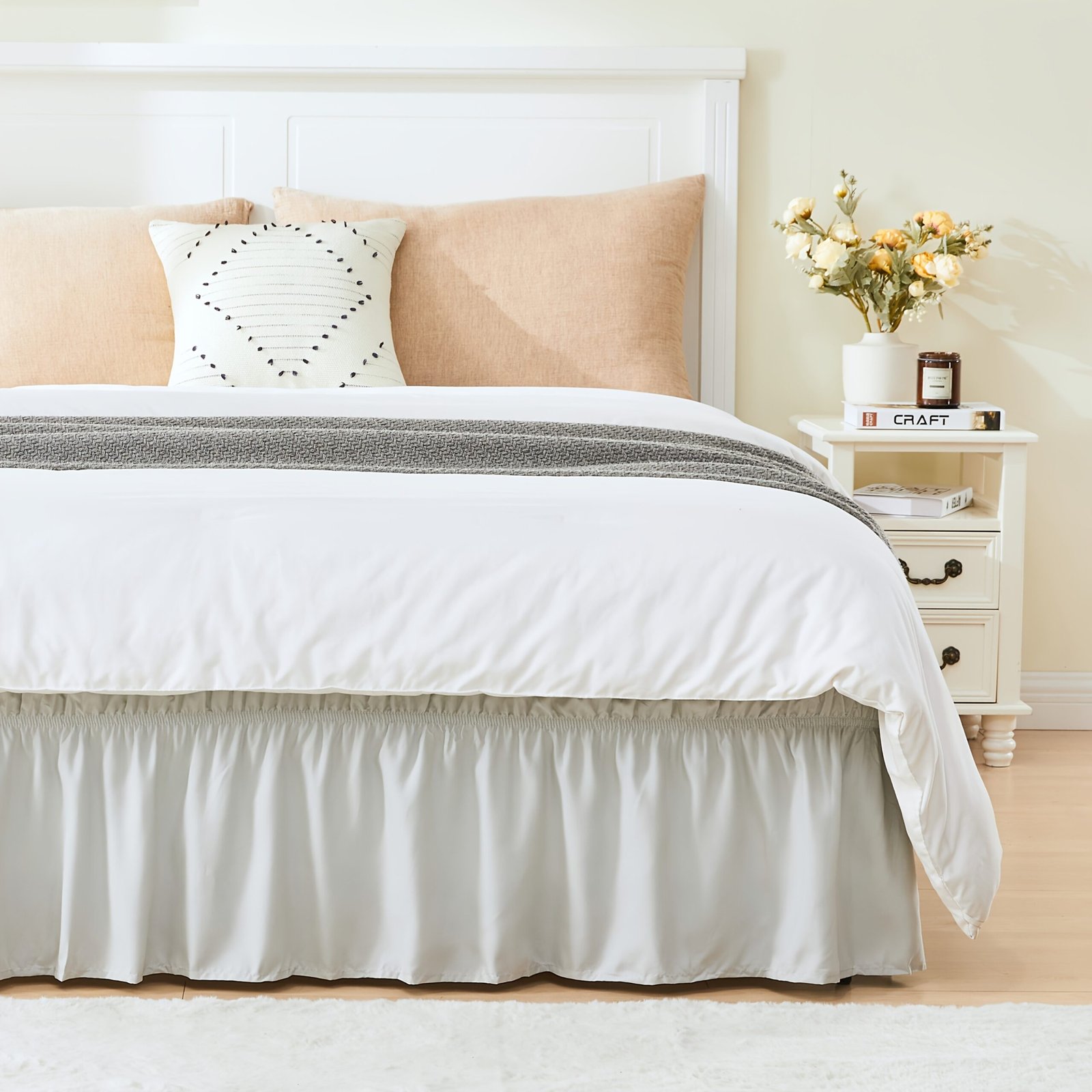 0afca565-46a2-4d68-9d15-5ad764d27ef6-scaled-1.jpg NICELEAF Elastic Bed Ruffle - Adjustable 15" Tailored Drop, Microfiber Bed Skirt with Easy Wrap Around Design, Fade-Resistant & Machine Washable, Traditional Style for Hotel-Quality Bedding, Bed Skirt for Bed, Bedroom Decor, Elegant Bedroom Accessory, Smooth Texture Fabric - Image 1