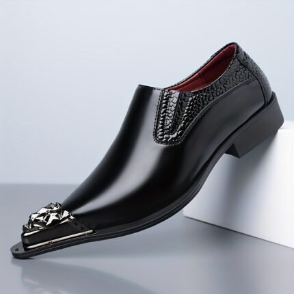 QRLQRL Men'S Business Casual Shoes - Formal & Everyday Lace-Up Dress Shoes, Glossy Black Office & Party Footwear with Cushioned Insole - Durable Synthetic Cover for Professional, Wedding, Formal Events - Easy-Clean Minimalist Design, Professional Attire, Sleek Style, Comfortable Fit, Corporate Wear, Classic Style, Highquality Finish, Working Professionals, Wedding Footwear, Elegant Style, Sturdy Construction, Working Men, Laceup Footwear, Corporate Employees, Stylish Footwear, Quality