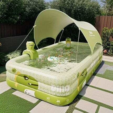 Large Dinosaur-Themed Inflatable Pool with Playground Features - Durable PVC, Foldable & Portable, Ideal for Family Water Play & Yard Pool Parties, Outdoor Water Play|Dinosaur Theme Pool|PVC Inflatable Pool