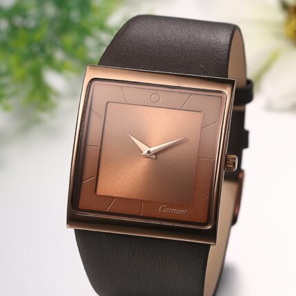 Personalized Square Bar Scale Dial Men's Genuine Leather Strap Watch