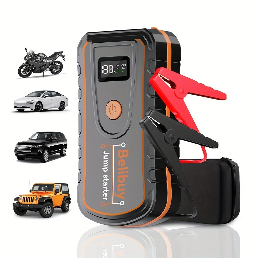 0e761394-17cf-4db7-adf1-292f7110c2b2.jpg 2025 New Multifunctional Portable Wireless Car Emergency Starter, With Portable Digital Tire Inflator With Emergency Start Function, USB Rechargeable 8000Mah Lithium Battery, Simple Tire Inflation Mode And LED Emergency Light. - Image 1