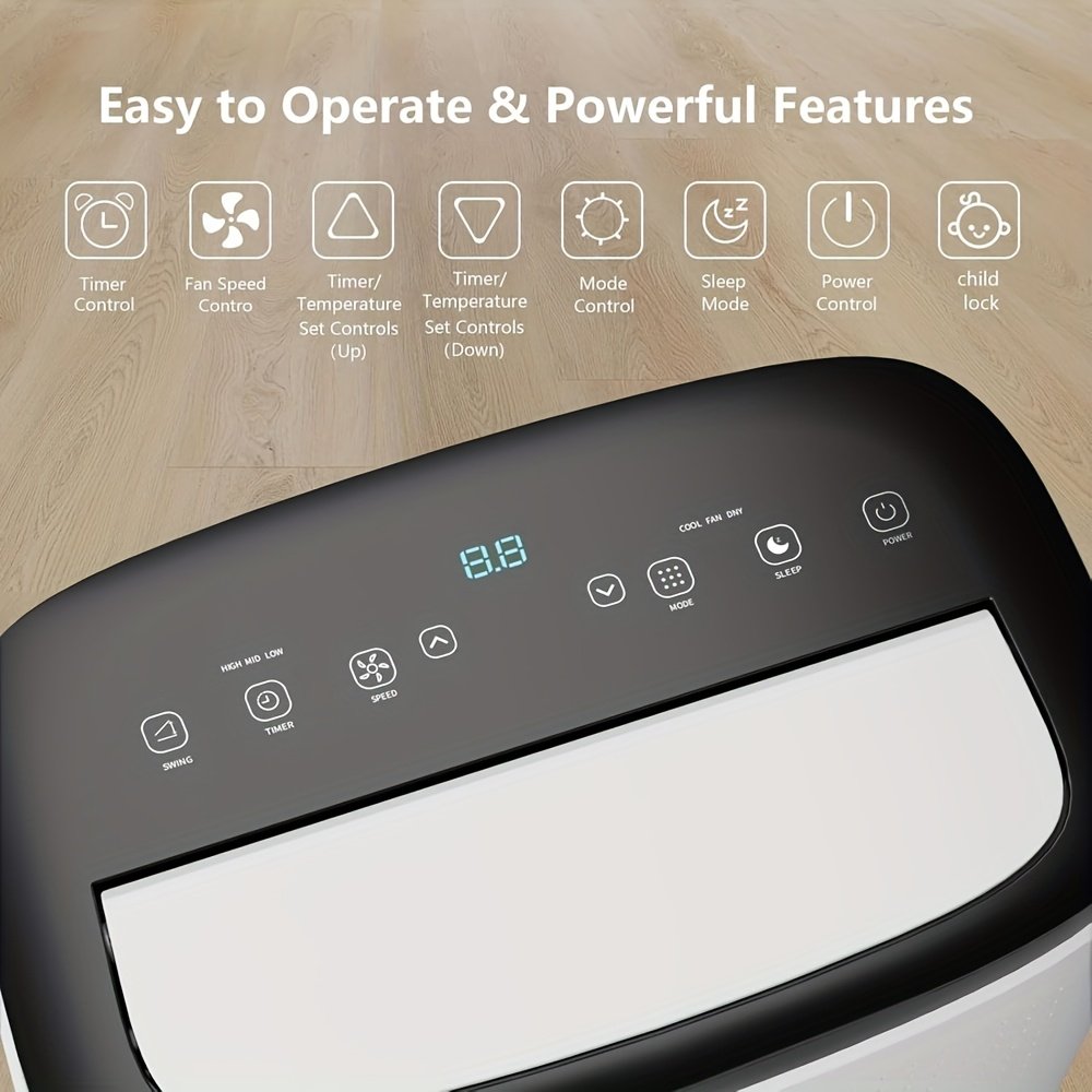 0ef588ec-20f3-44ea-8c46-53027453cac6.jpg EUKER 14000 BTU Portable Air Conditioner, 3-in-1 Air Conditioner Unit, Cools 700 sq. ft., 50dB Ultra Quiet, with Dehumidifier, Fan, Cooling, 24-Hour Timer Mode, Window Kit and Remote Control, Colorblock Top Cover - Image 1