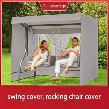 Heavy-Duty Oxford Fabric /Indoor Swing Chair Cover with Full Coverage & Rainfly Canopy Design - All-Weather 210D Material, Zippered Closure for Patio,, Balcony - Compatible with Rocking Chairs (Grey) - Easy Storage & Maintenance, Durable for All Seasons, Ideal for Patio Furniture, Includes Hanging Mechanism for Easy Setup, Snug Fit for Use, Patio Furniture Covers, Patio Furniture Cover, Out Door Seat Covers, Patio Seat Covers For Outside