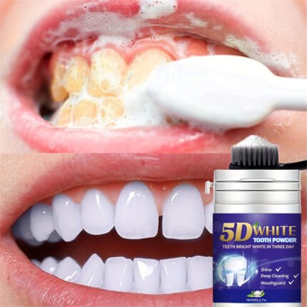 2.71oz Tooth Cleaning Powder Contains Baking Soda, Honeysuckle Extract, Mint Extract It has a refreshing minty flavor that freshens breath, brushes teeth to reduce bad breath, long-lasting fragrance, whitens teeth Fresh Teeth Cleaning Tooth Powder