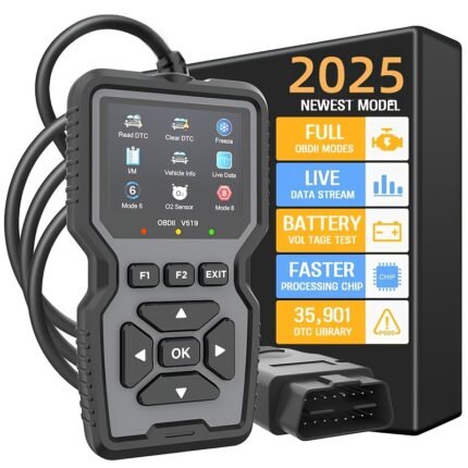 Professional OBD2 Diagnostic Scanner, USB Powered Engine Fault Detector, Code Reader, Battery Tester, I/M Readiness Status, Clearer for All Cars with OBD II Protocol Since 1996, Supports 10 Languages, No Battery Required