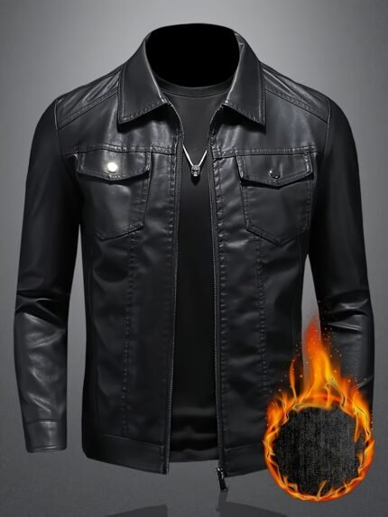 Men's New Style Fleece-Lined Jacket - Lapel Collar, Warm, Stylish for Casual Wear