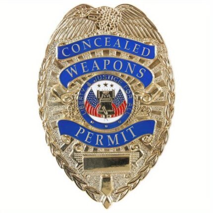 Concealed Carry Permit Badge with Belt Clip – Elegant Blue & Golden Design, Star Motifs, and "Concealed Weapons Permit" Text, Perfect for Daily Wear or Gifting, Everyday Accessory | Star Motif Design | Durable Metal Badge