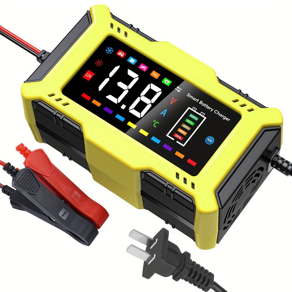 131ebd5f-7818-4d97-bd8e-10df683c2796.jpg Large Color Screen 12V6A Car Battery Charger Motorcycle Battery Charger AGM Lithium Iron Phosphate 14.6V - Image 1