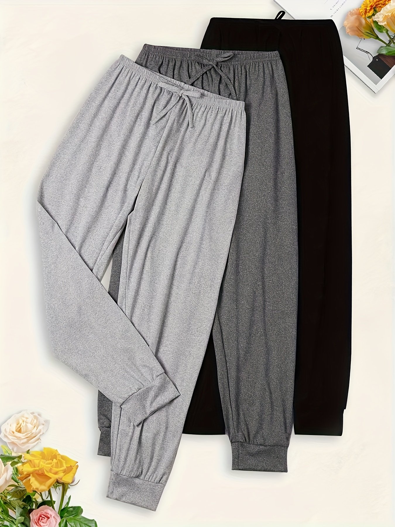 13629f00-bcd8-4a07-9f46-70001b211995.jpg 2025 Spring, Autumn & Winter New Fashion Solid Color Bow Casual Loungewear Set for Women - Versatile Four-Season Ankle Pants with Elastic Waistband, Soft Fabric, Comfortable and Stylish Three-Piece Outfit for Home or Outdoor Use - Image 1