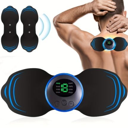 Mini Body Massager, For Neck, Back, Shoulders, Arms, Waist, And Legs | Includes 3 Patches, 8 Massage Programs, 19 Adjustable Strengths