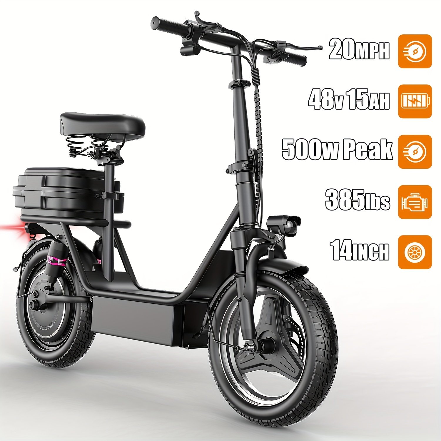 14fff784-a5c6-4164-b5b4-463bb9ea7152.jpg Electric Scooter for Adults, 500W (650W Peak)/350W, 48V 15AH/42V 10.6AH Motor, Up to 20mph Speed & 30 Miles Range with Seat and Dual Disc Brakes – E-Scooter for Commuting - Image 1