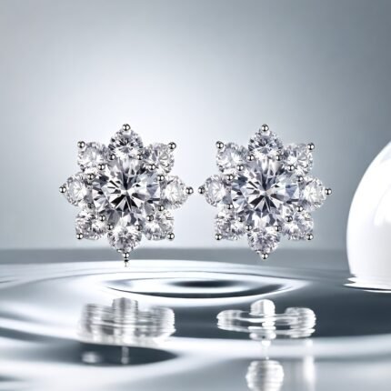 2pcs S925 925 Silver Inlaid Pair Of 2-carat Earrings, Fashionable, Elegant And Trendy, Suitable for Both Men And Women to Give to Family, Friends, Couples, Holiday Gifts, Suitable for Daily Wear, Halloween, Christmas, Carnival Parties, Best for Christmas