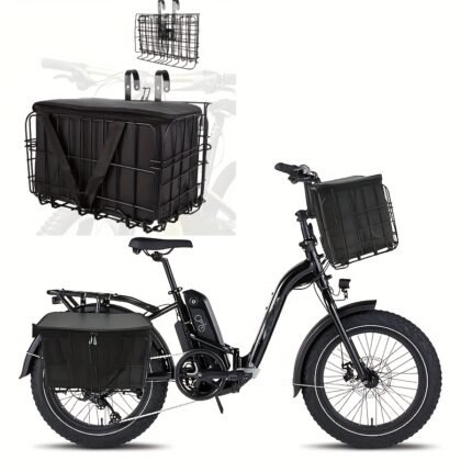 Foldable Two-Piece Bike Basket, Removable Liner Bag, Large Capacity Storage Pouch, Suitable for Bicycles, Scooters, Electric Bikes, Bike Accessories, Cycling Gear