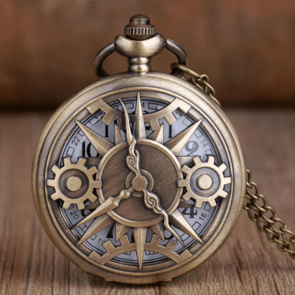 Antique Steampunk Bronze Hollow Gear Movement Quartz Pocket Watch Pendant Gift With Chain Pocket Watches Gift