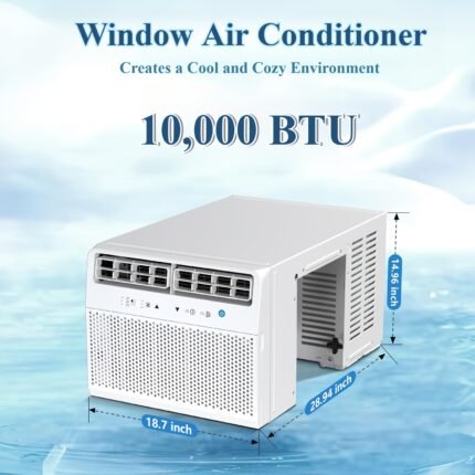 10000 BTU/ 8000 BTU/ 5000 BTU Window Air Conditioner, Cooling Up to 450/250/150 Sq.ft, 3 Fan Speeds&6 Modes, Dehumidifier, Fan, Sleep Modes, 24 Hours Timer, Low Noise, Fast Cooling, Full Window View, for Bedrooms, Offices And Living Rooms