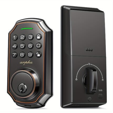 Arpha Smart Door Lock - 100 Code Anti-Peek Combination, Keyless Entry Lock, Auto Lock/Unlock, Easy Installation, Black & Silvery, Low Battery Alarm, for Secure Home Access, Anti-Peeking, Smart Door Lock, One Touch Lock, Strong&Safety for Front Door and Apartment.(Door Lock Set Optional)