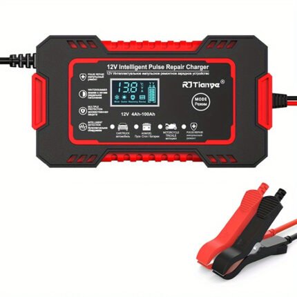 12V 6A Smart Car Battery Charger & Maintainer with Large-Screen Digital Display, 9-stage Automatic Charging, 110V-230V Output, 12V Automatic Car Battery Charger Lead Acid AGM Battery Charger for Cars, Trucks, Motorcycles, Lawn Mowers