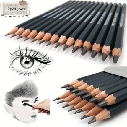 12pcs Premium Sketch Pencils Set - 2H, HB, B, 2B-8B Sketching Pencils - Ideal for Artists and Designers