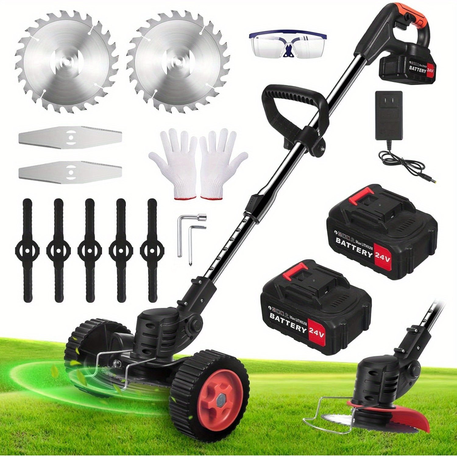 1721720030793-07c5062697ee40a9bbb5f58ecbc22cb6-goods.jpeg 2025 Upgraded Electric Weed Eater Cordless Weed Wacker Battery Operated 4-in-1 Lawn Trimmer/Mini-Mower/Brush Cutter with 3 Types Blades String Trimmer for Lawns Yard Garden, JAHY2TECH - Image 1