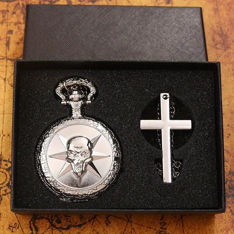 1722571441239-a040eccbe70f45a6ad84c4483a977097-goods.jpeg 2pcs/ set, 1PC Silver Vintage Pocket Watch, Fashion Necklace Chain Quartz Pocket Watch & 1pc Vintage Exquisite Necklace, Perfect Gifts for Christmas, Halloween, Thanksgiving, Easter, Birthdays and More - Image 1