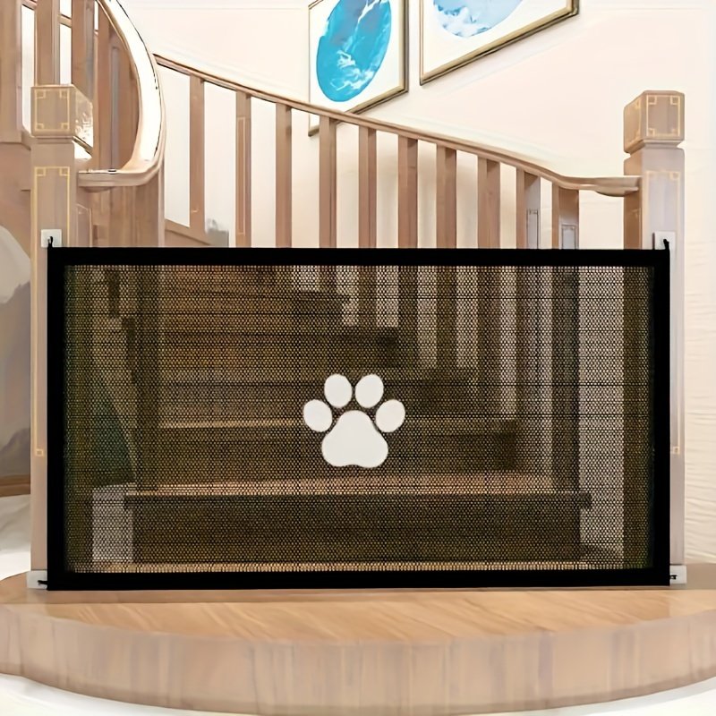 1723889956832-042ef486f655482b99b33ae7e3cb8917-goods.jpeg Retractable Expandable Mesh Dog Gate for Indoor & Outdoor Use - Tall Free Standing Pet Barrier with Door, Fits Stairs, Wide Doorways Clearance (Extra Long) - Image 1