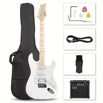 Stylish H-S-S Pickup Electric Guitar Kit with 20W AMP Bag Guitar Strap Black