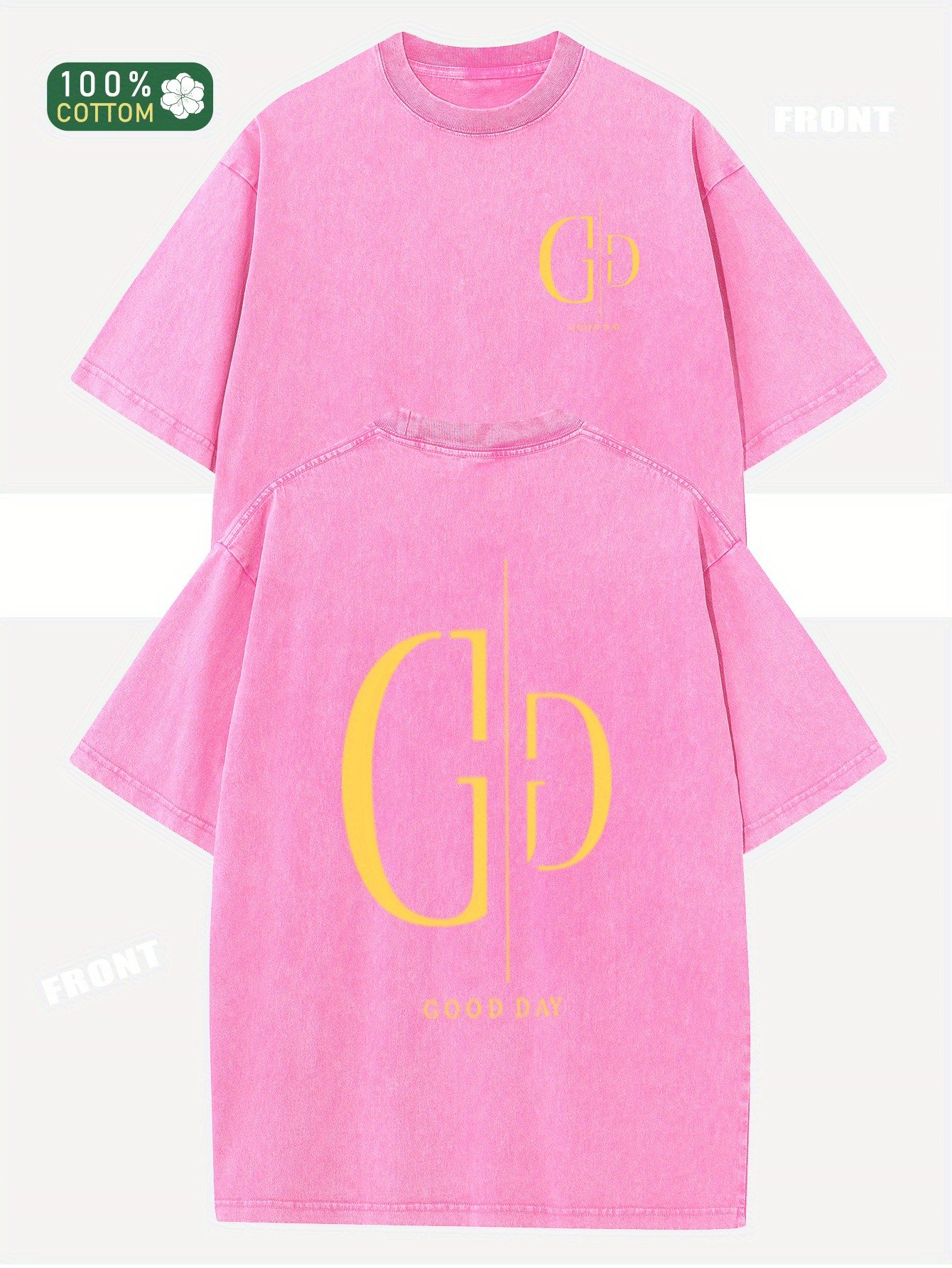 1725518043967-e60c616a3bb84a7c84fcf14220ef57fa-goods.jpeg GGO DAY monogram design simple print, high quality cotton pattern T-shirt, men's and women's matching T-shirt, summer wear, round neck top short sleeve - Image 1