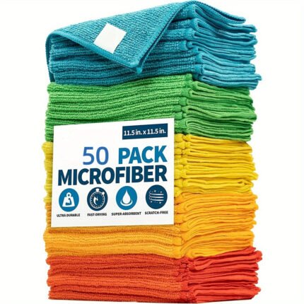 Microfiber Cleaning Towel Set - Ultra Soft, Absorbent, Scratch-Free, Multi-Use for Kitchen, Car, and Desktop Cleaning, Kitchen Cleaning Essentials | Colorful Towel Set | Durable Cleaning Cloth, Kitchen Cleaning Supplies