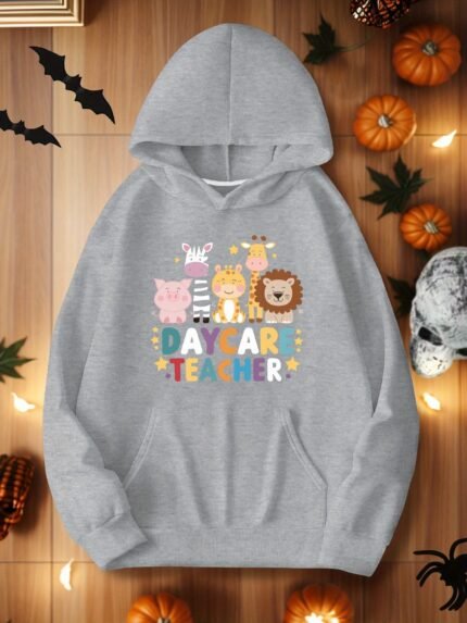 DAYCARE TEACHER with animals women's plus size hoodies