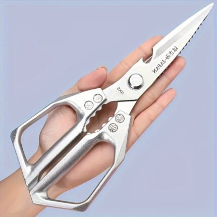 1pc Heavy-Duty Professional Kitchen Scissors - Sharp Stainless Steel Meat Shears with Sharp Blades, for Home, Restaurant, Butcher Shop, Poultry, Vegetables, Herbs - Commercial & Household Use - Durable & Easy-Clean Design, Restaurant Equipment, Ergonomic Handles, Sturdy Build, Multipurpose Tool, Culinary Enthusiasts, Stable Handling, Food Safe, Chopping Tool