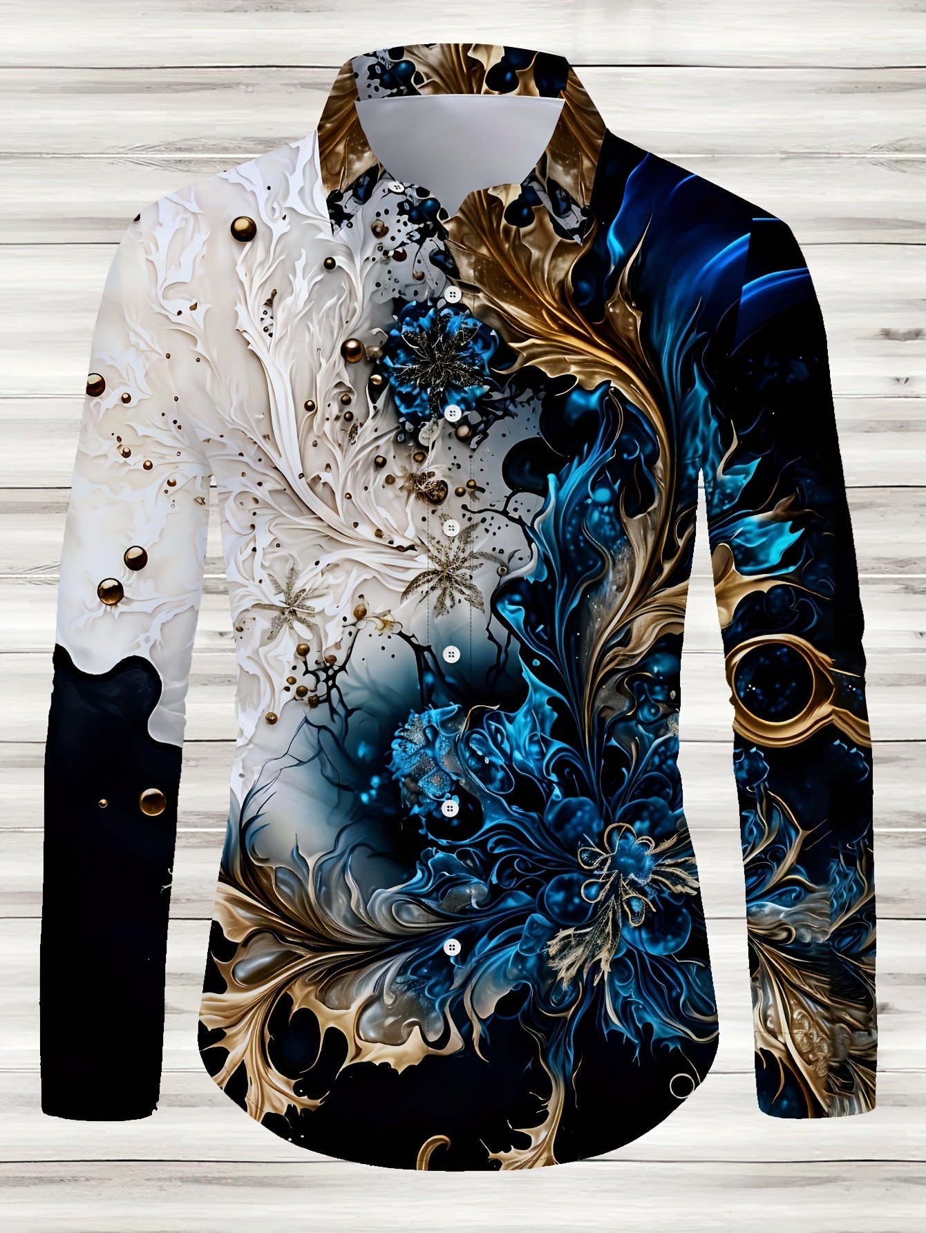 173d1465-a7ea-49d1-8582-e011e15a2a43.jpg Men's Casual Long Sleeve Shirt with Unique Print - Polyester, Machine Washable, Perfect for Spring/Fall Outings - Image 1