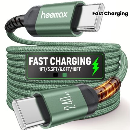 HEEMAX 240W Max Fast Charging Cable, PD3.1 High-Speed Type-C Charger Cord, Fits for All USB-C to USB-C Port Devices.